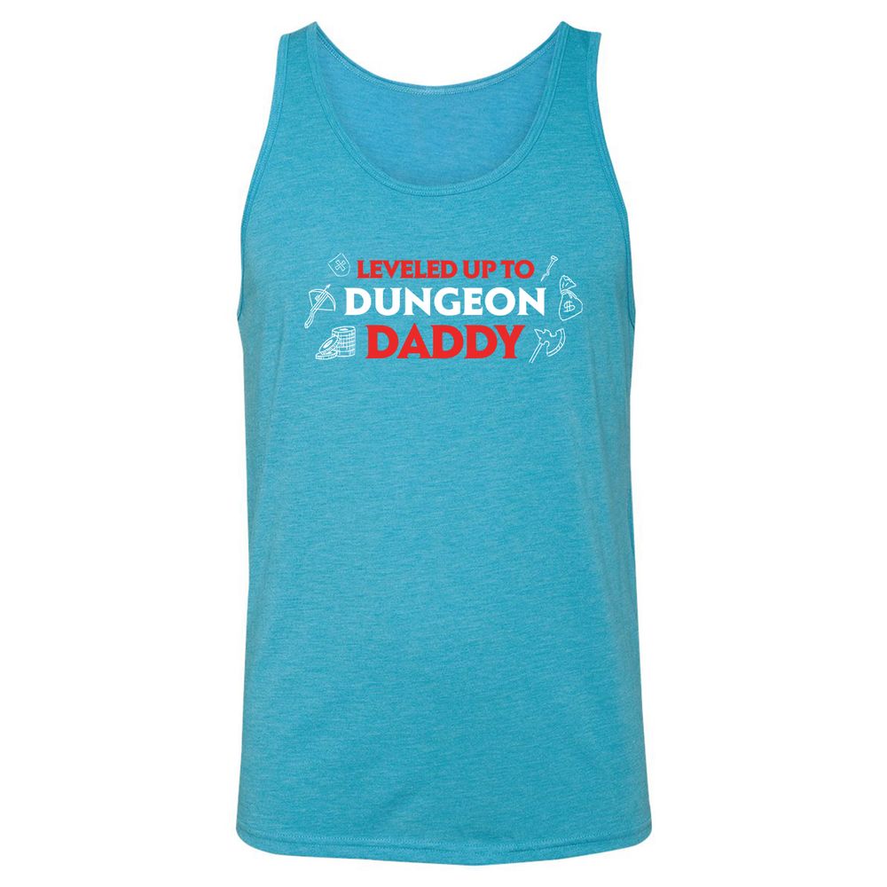 Leveled Up To Dungeon Daddy Unisex Jersey Tank - Aqua Triblend - 3