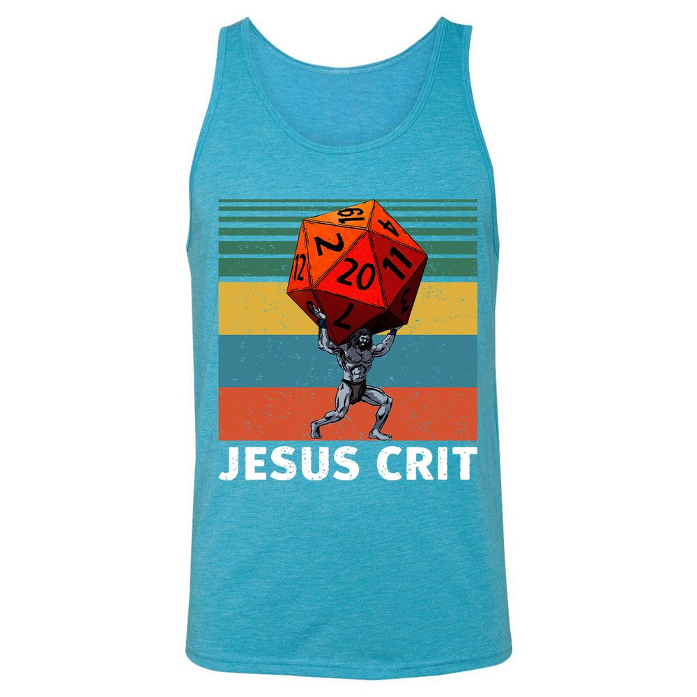 Jesus Crit Unisex Jersey Tank - Aqua Triblend - 3