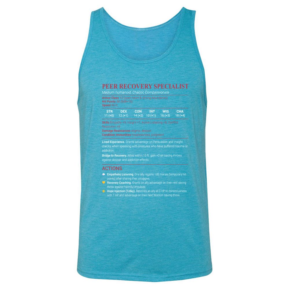Peer Recovery Specialist Unisex Jersey Tank - Aqua Triblend - 3