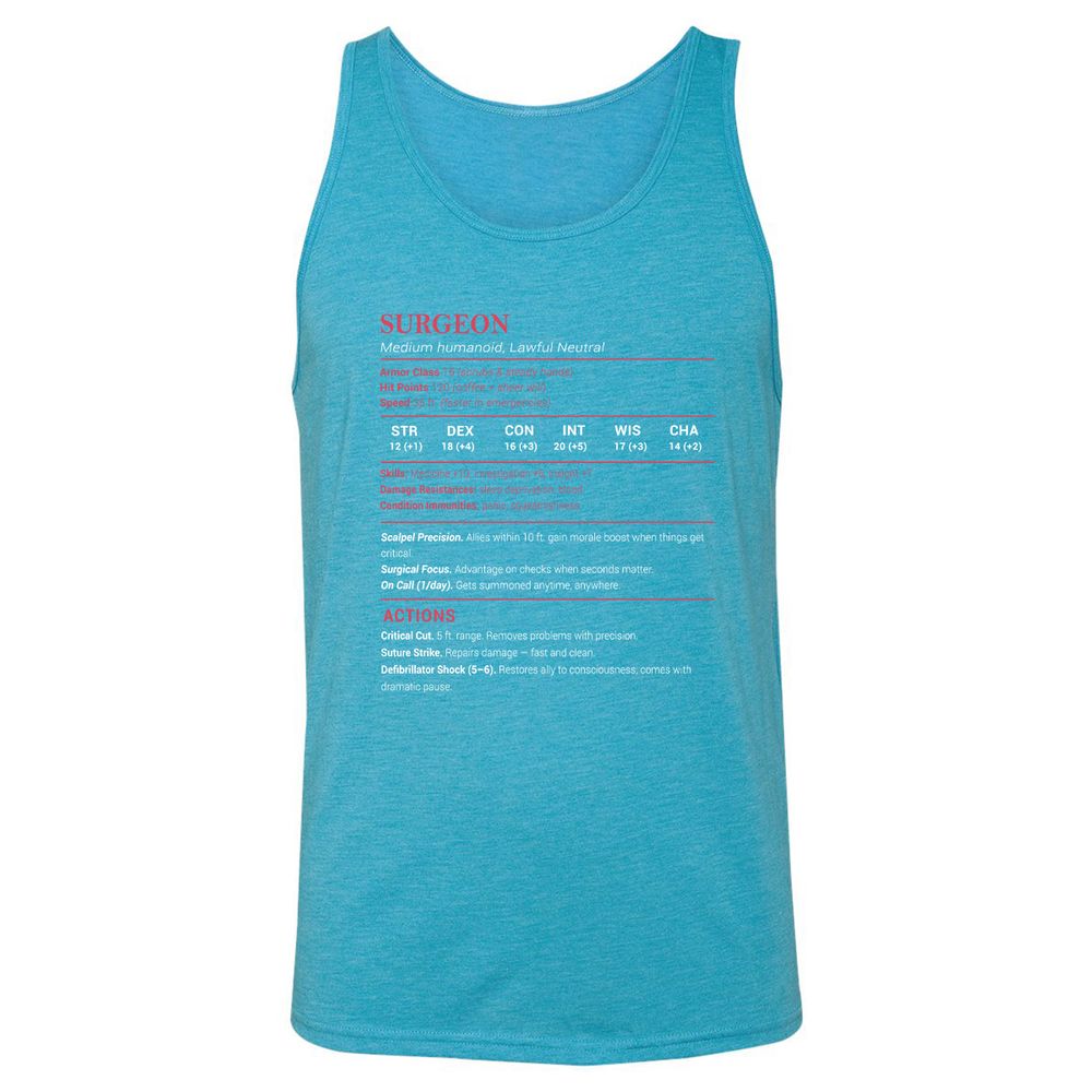 Surgeon Stats Unisex Jersey Tank - Aqua Triblend - 3