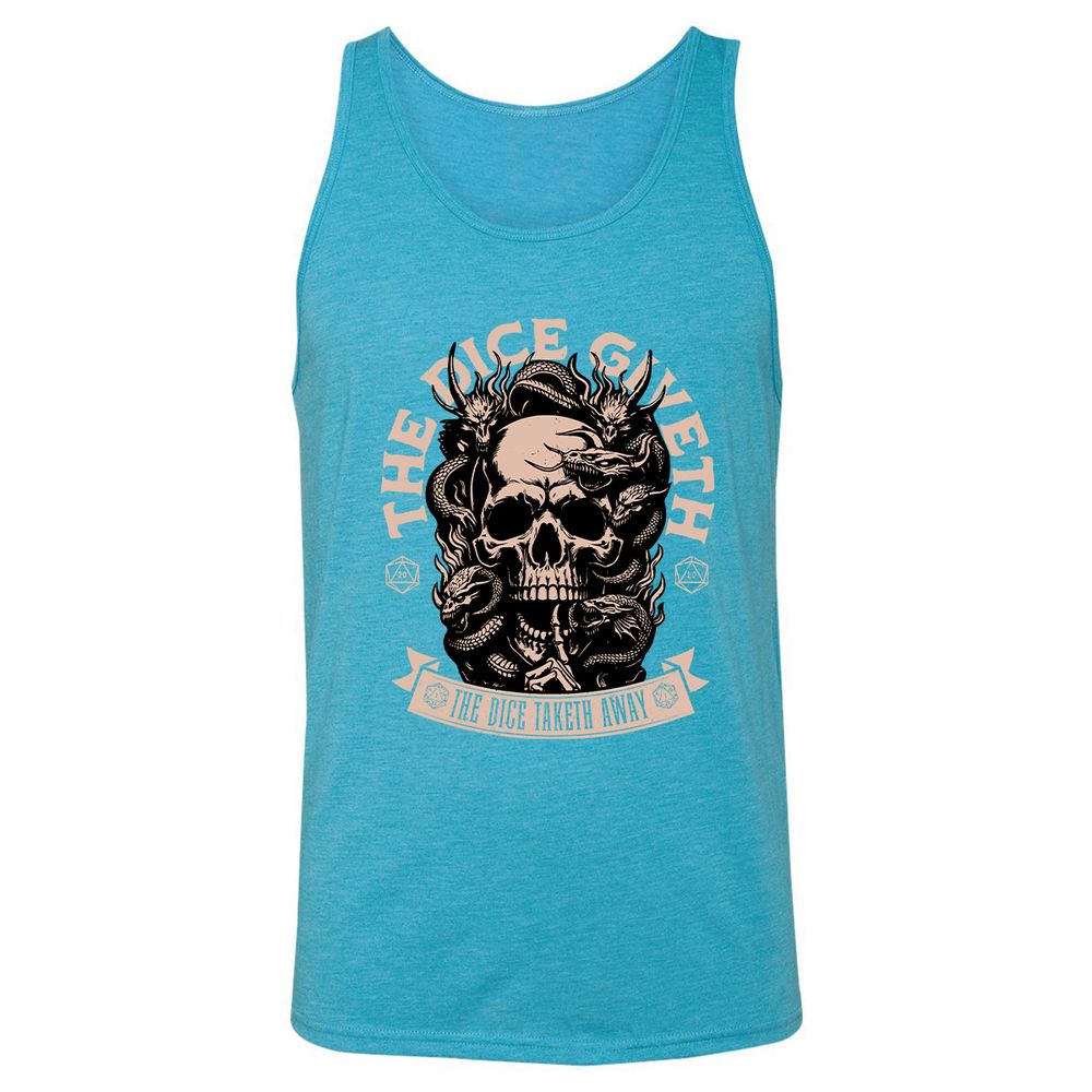 The Dice Giveth The Dice Taketh Away Unisex Jersey Tank - Aqua Triblend - 3