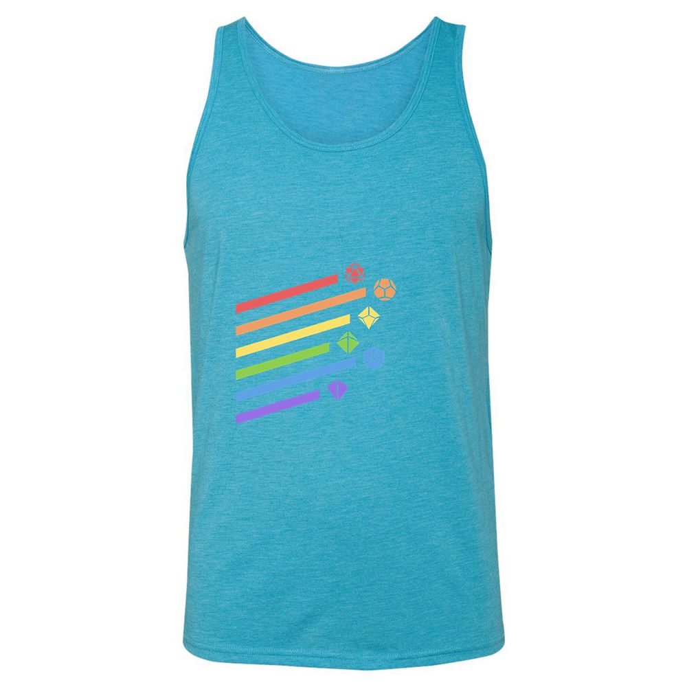 Rainbow Dice Set Unisex Jersey Tank - Aqua Triblend - 3
