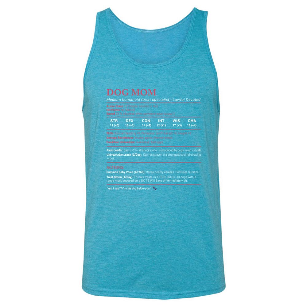 Dog Mom Stats Unisex Jersey Tank - Aqua Triblend - 3
