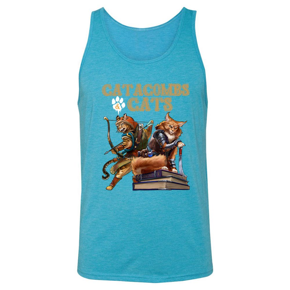Catacombs & Cats Unisex Jersey Tank - Aqua Triblend - 3