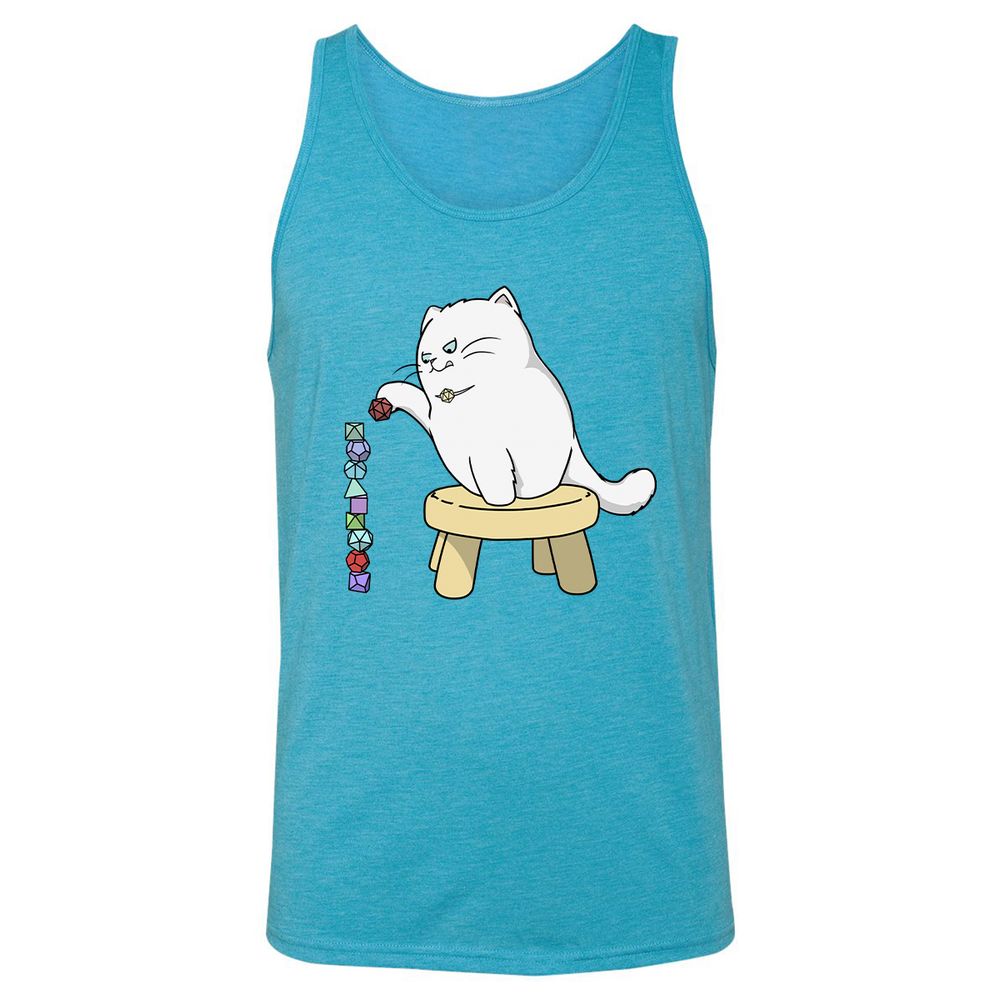 Cat Stacking Dice Unisex Jersey Tank - Aqua Triblend - 3
