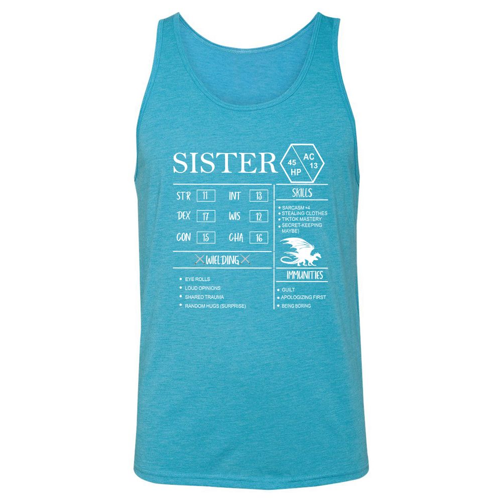 Sister Stats Unisex Jersey Tank - Aqua Triblend - 3