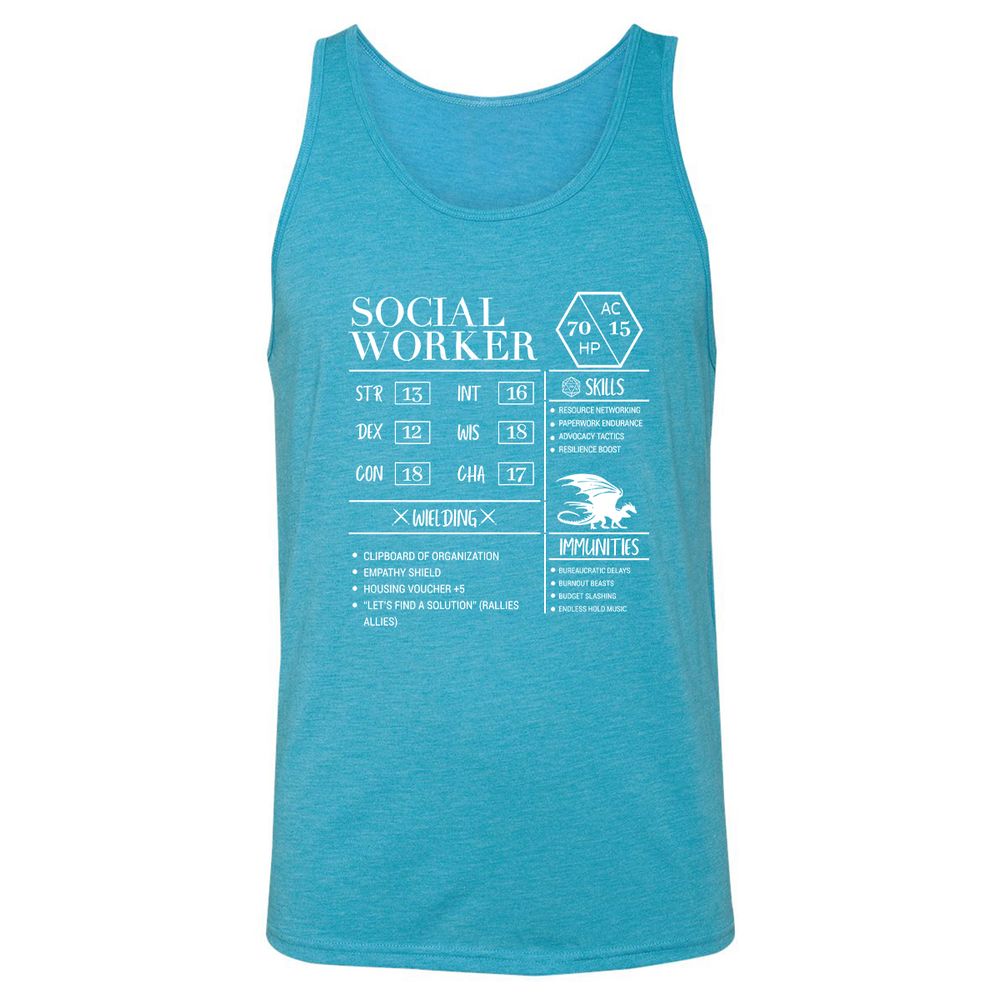 Social Worker New Unisex Jersey Tank - Aqua Triblend - 3