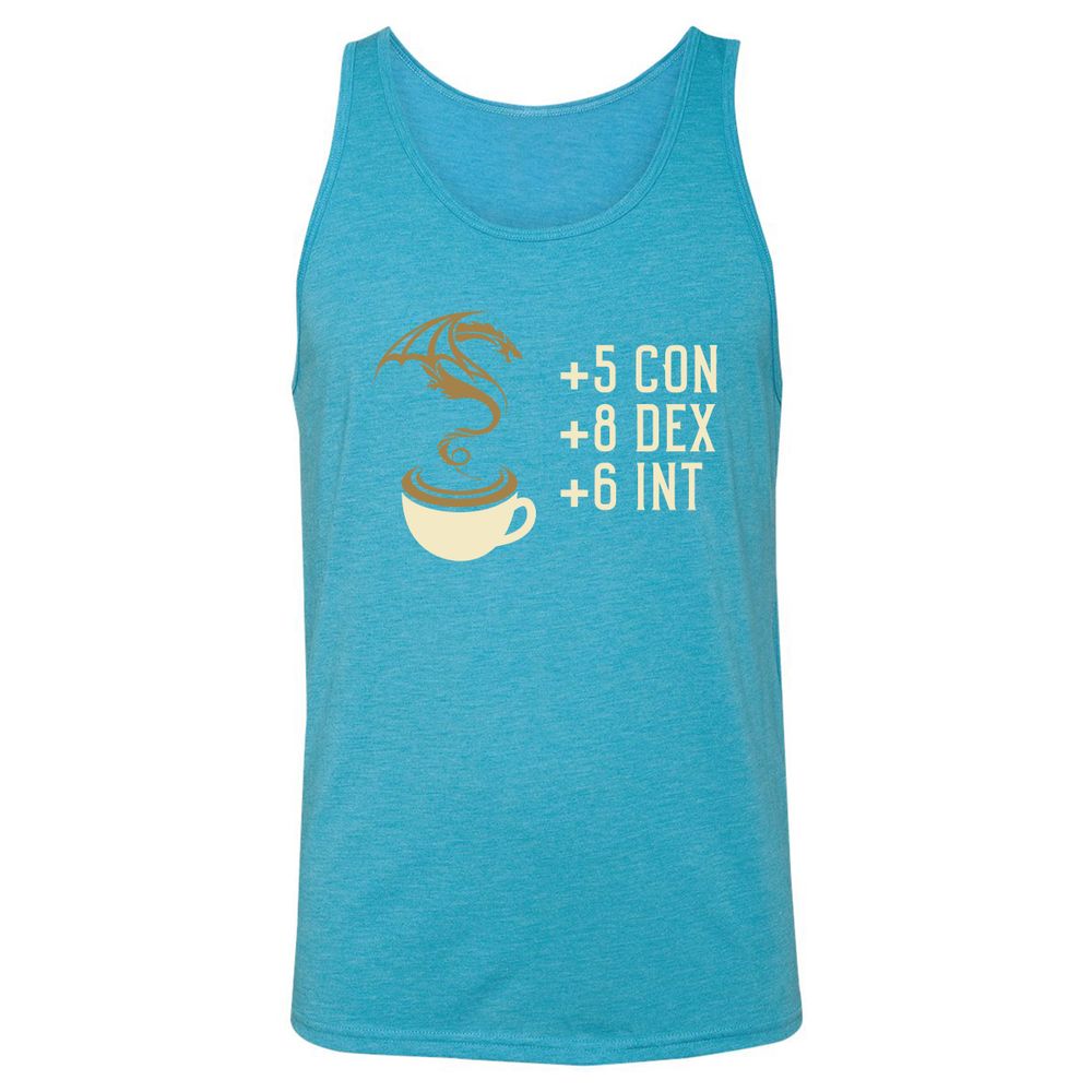Coffee Dragon Unisex Jersey Tank - Aqua Triblend - 3