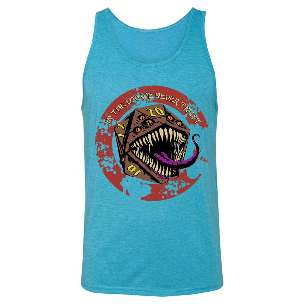 In The D20 We Never Trust Unisex Jersey Tank - Aqua Triblend - 3