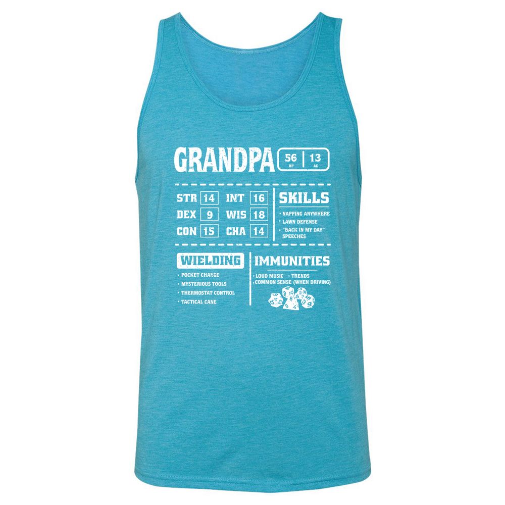 Grandpa Stats 2 Unisex Jersey Tank - Aqua Triblend - 3