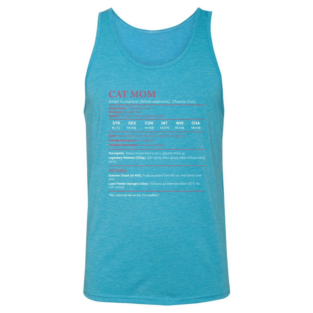 Cat Mom Stats Unisex Jersey Tank - Aqua Triblend - 3