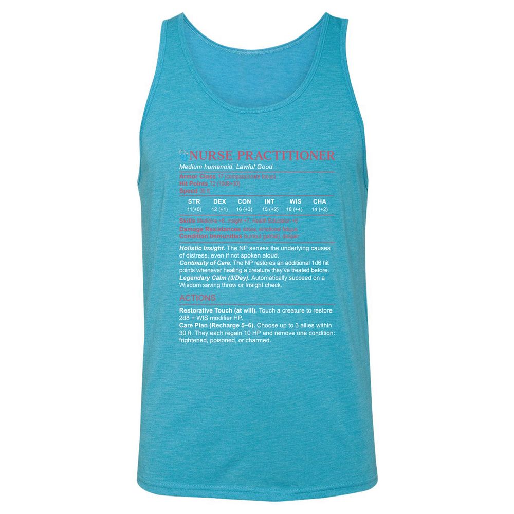 Nurse Practitioner Stats Unisex Jersey Tank - Aqua Triblend - 3