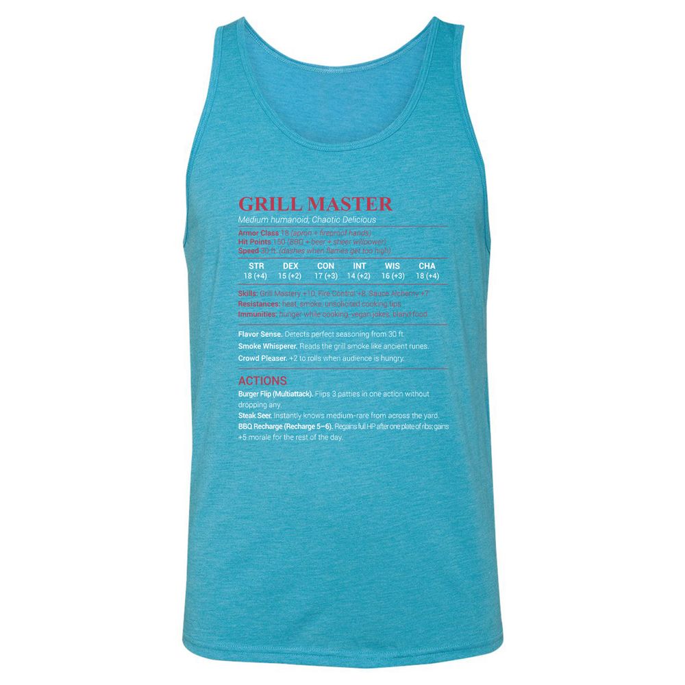 Grill Master Unisex Jersey Tank - Aqua Triblend - 3