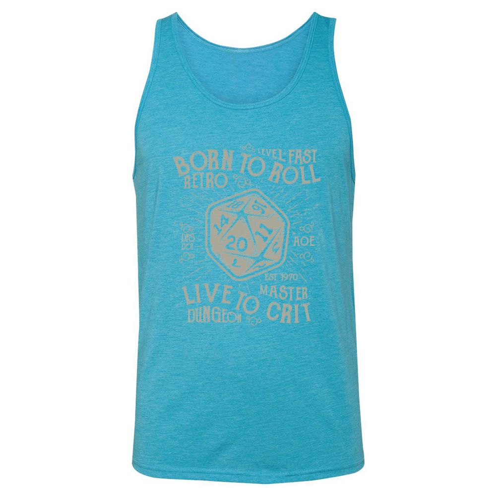 Born To Roll Live To Crit Unisex Jersey Tank - Aqua Triblend - 3