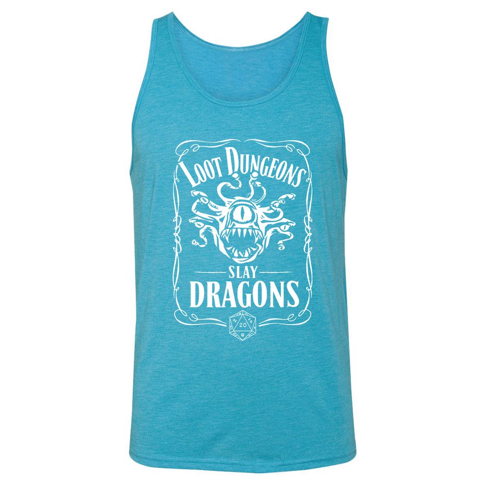 Loot Dungeon Slay Dragons Unisex Jersey Tank - Aqua Triblend - 3