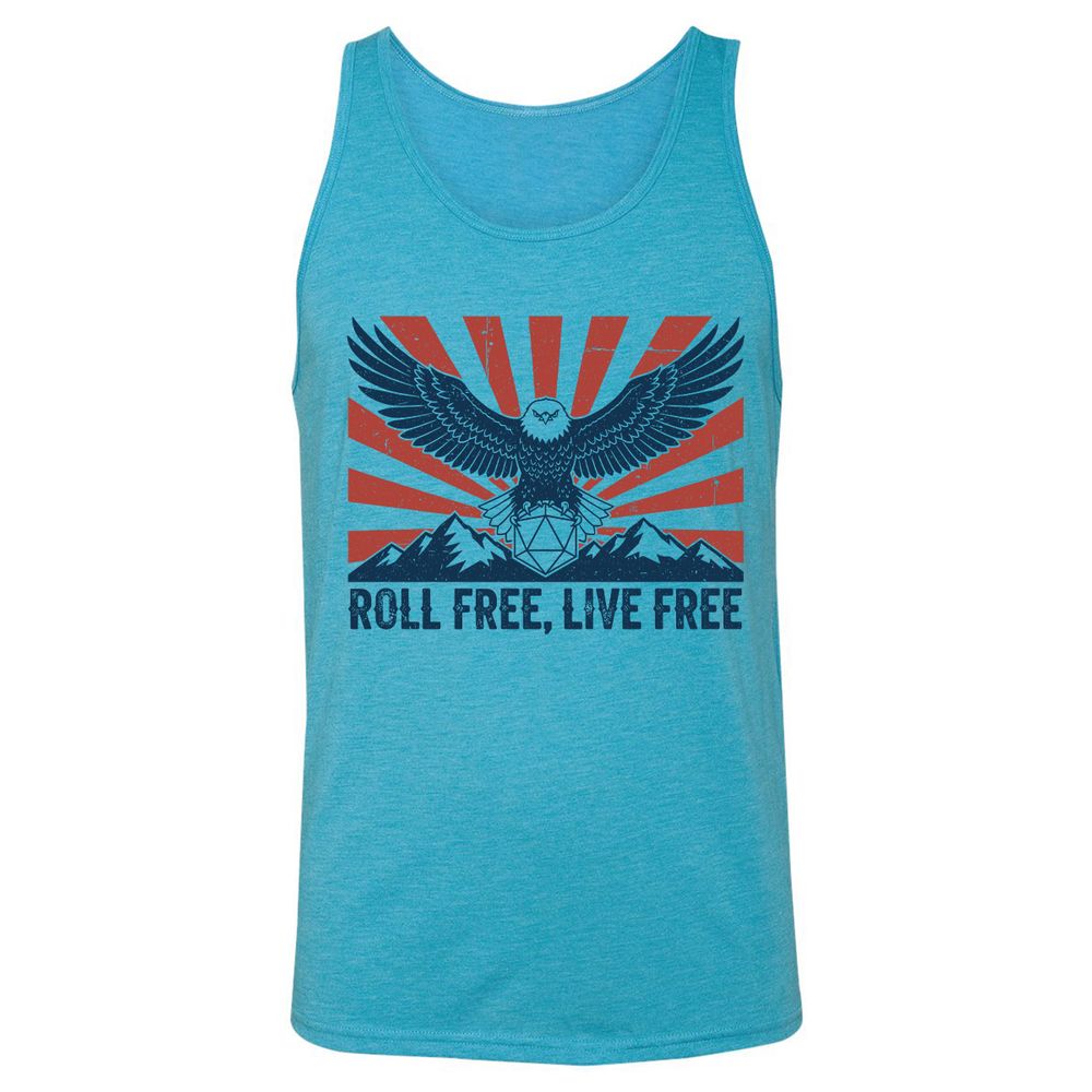 Roll Free, Live Free Unisex Jersey Tank - Aqua Triblend - 3