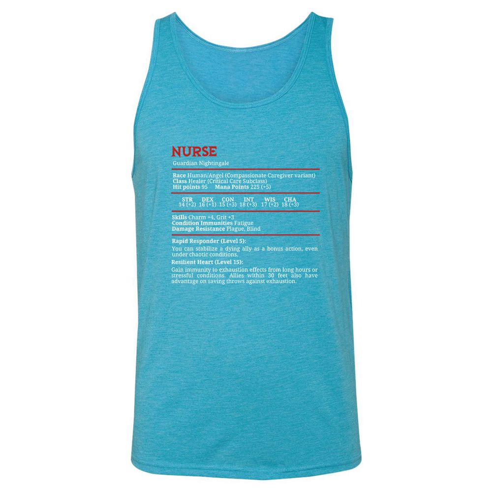 Nurse Stats Unisex Jersey Tank - Aqua Triblend - 3