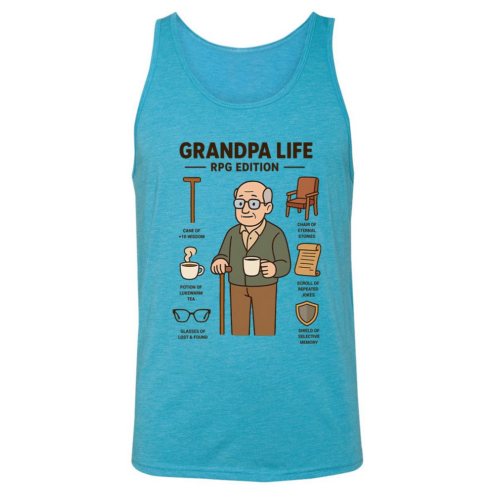 Grandpa Life RPG Edition Unisex Jersey Tank - Aqua Triblend - 3