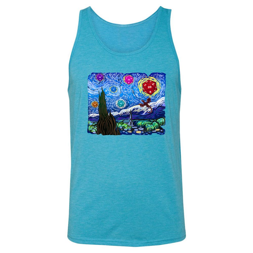 Dragon Starry Night Unisex Jersey Tank - Aqua Triblend - 3