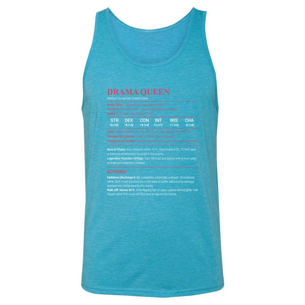 Drama Queen Unisex Jersey Tank - Aqua Triblend - 3