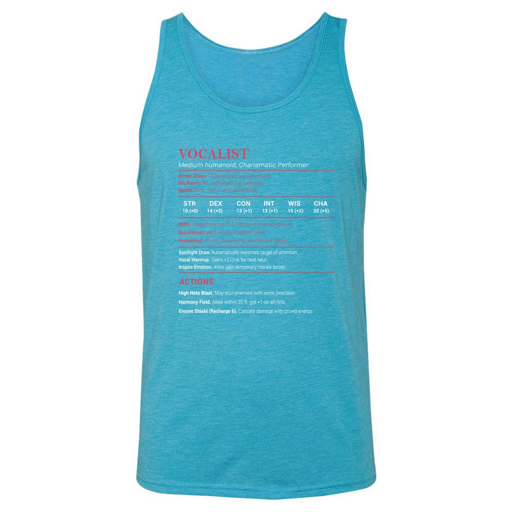 Vocalist Stats Unisex Jersey Tank - Aqua Triblend - 3