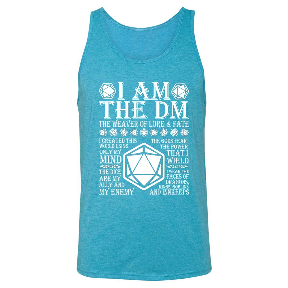I Am The DM The Weaver Of Lore And Fate Unisex Jersey Tank - Aqua Triblend - 3