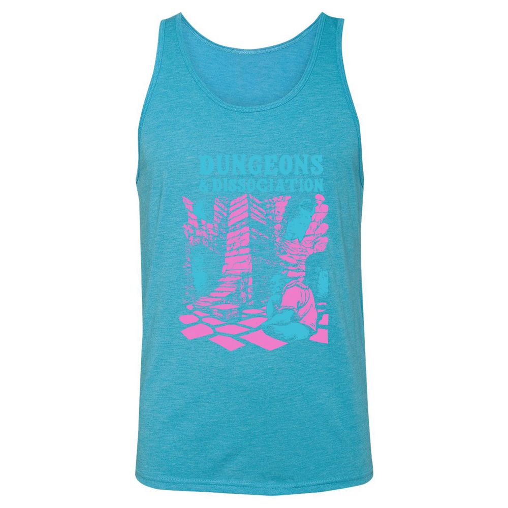 Dungeons And Dissociation Unisex Jersey Tank - Aqua Triblend - 3