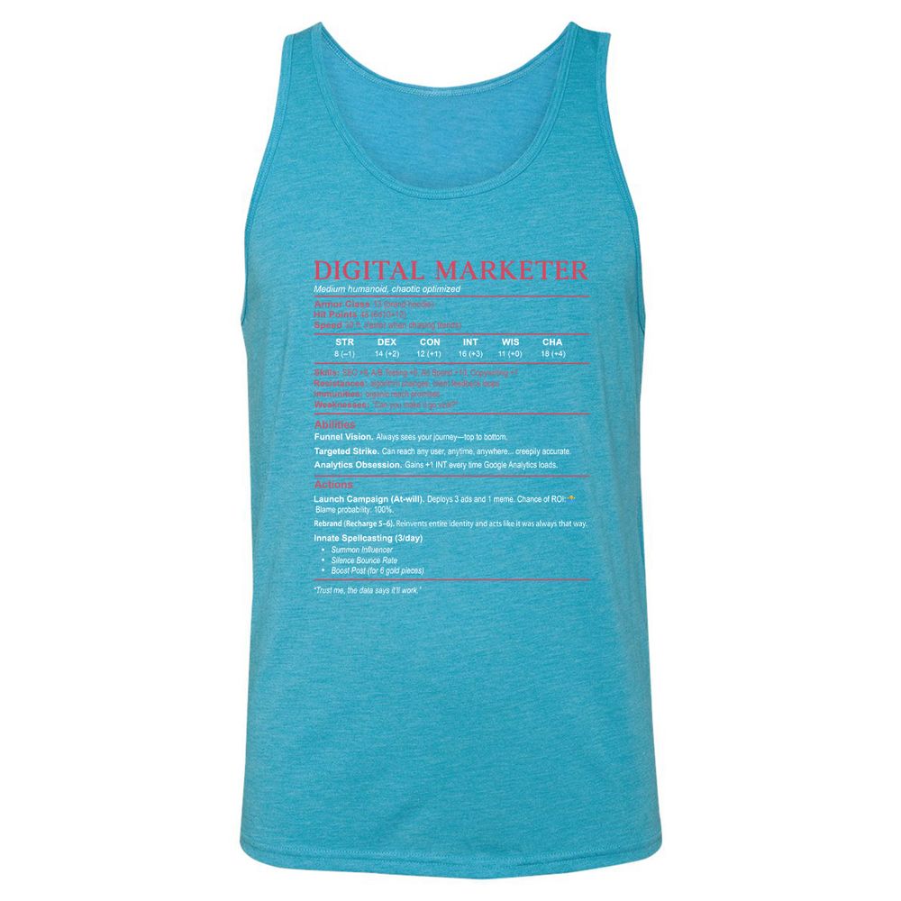 Digital Marketer Stats Unisex Jersey Tank - Aqua Triblend - 3
