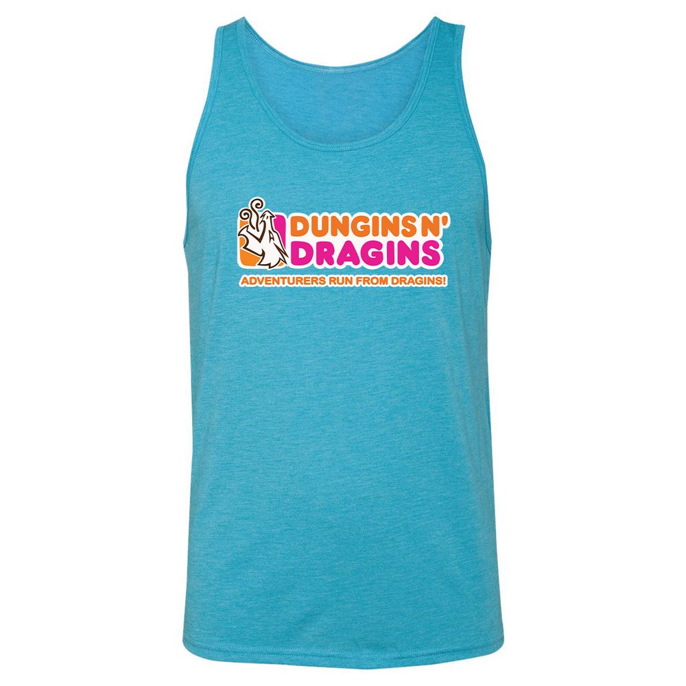 Dungins & Dragins Unisex Jersey Tank - Aqua Triblend - 3