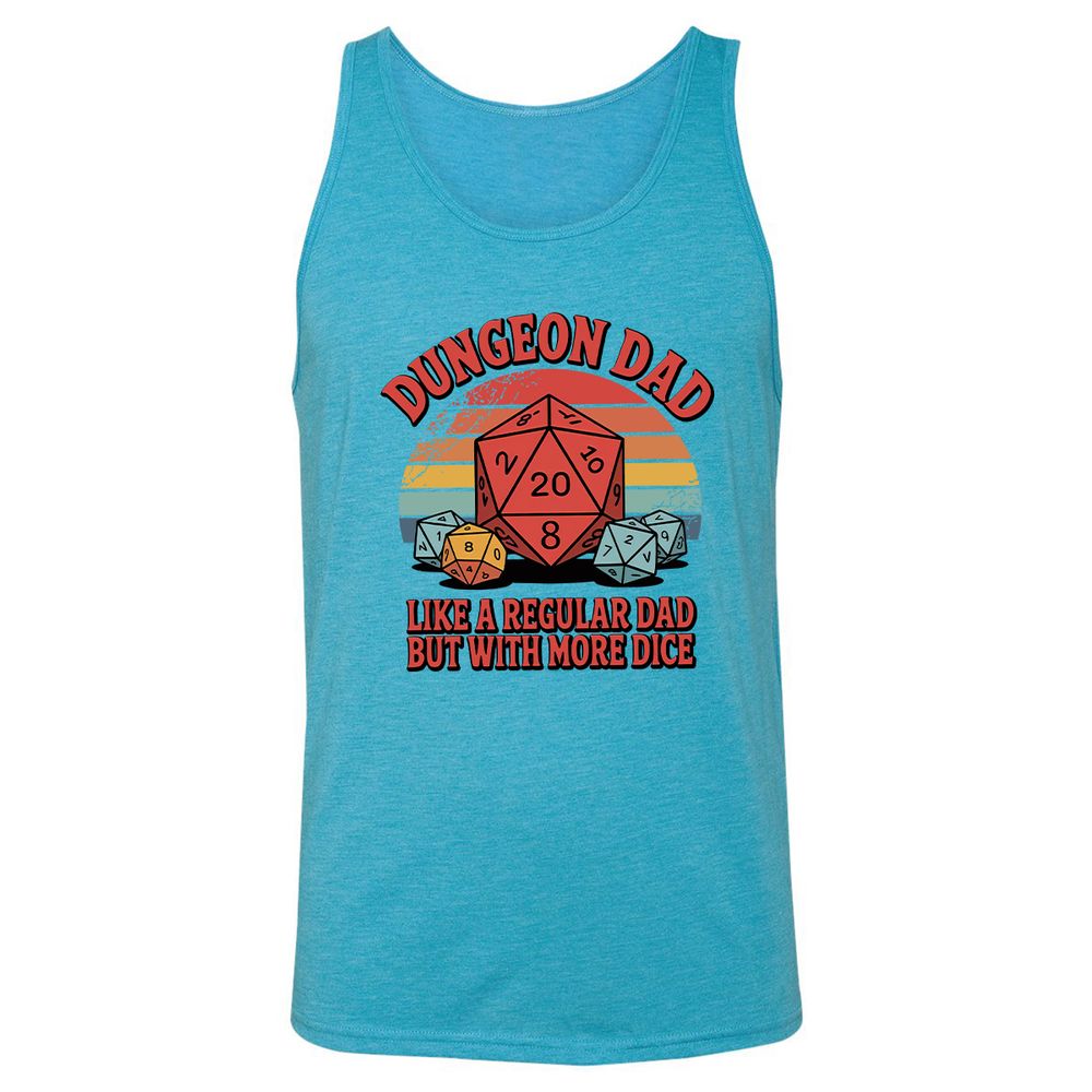 Dungeon Dad With More Dice Unisex Jersey Tank - Aqua Triblend - 3