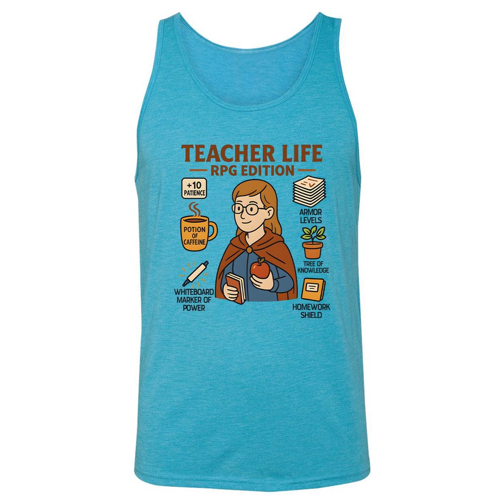 Teacher Life RPG Edition Unisex Jersey Tank - Aqua Triblend - 3
