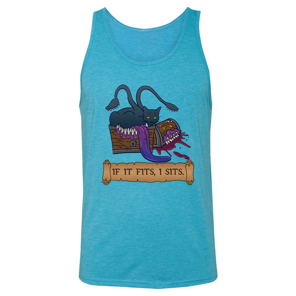 If It Fits I Sits Unisex Jersey Tank - Aqua Triblend - 3