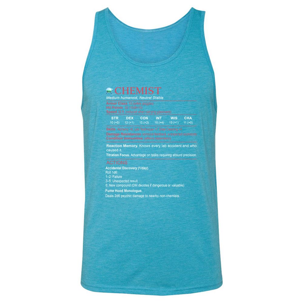 Chemist Stats Unisex Jersey Tank - Aqua Triblend - 3