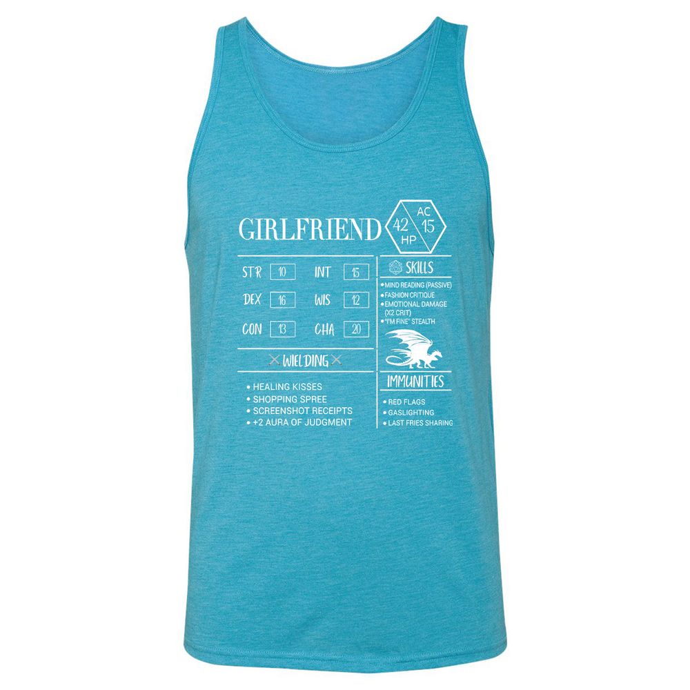 Girlfriend Stats Unisex Jersey Tank - Aqua Triblend - 3
