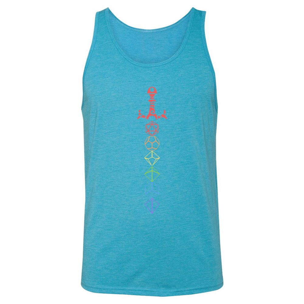 Rainbow Dice Sword LGBT Unisex Jersey Tank - Aqua Triblend - 3