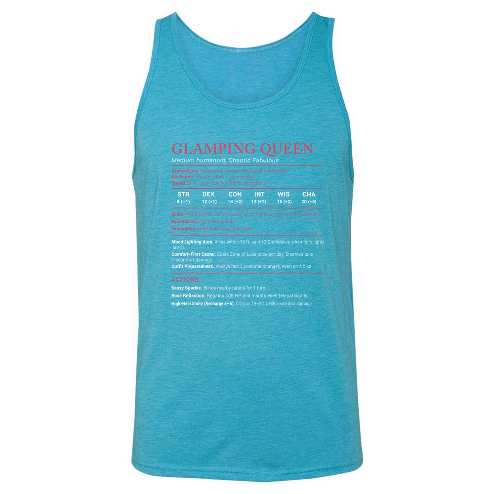 Glamping Queen Stats Unisex Jersey Tank - Aqua Triblend - 3