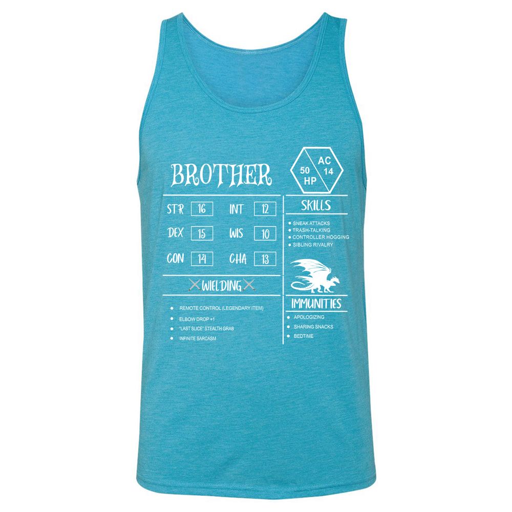 Brother Stats Unisex Jersey Tank - Aqua Triblend - 3