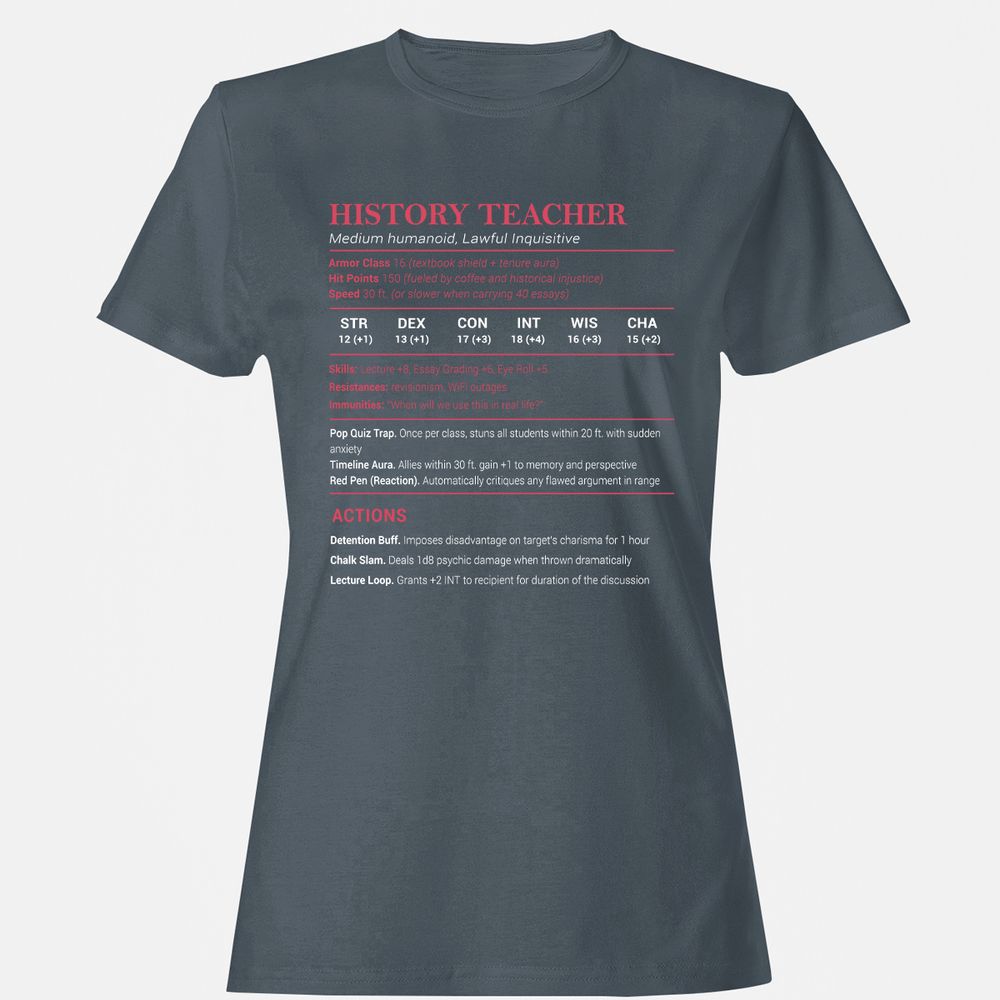 History Teacher Women's T-Shirt - Charcoal - 3