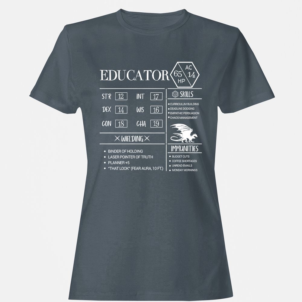 Educator New Women's T-Shirt - Charcoal - 3