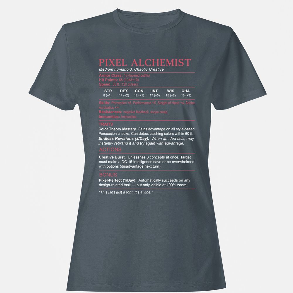 Designer Stats (Pixel Alchemist) Women's T-Shirt - Charcoal - 3