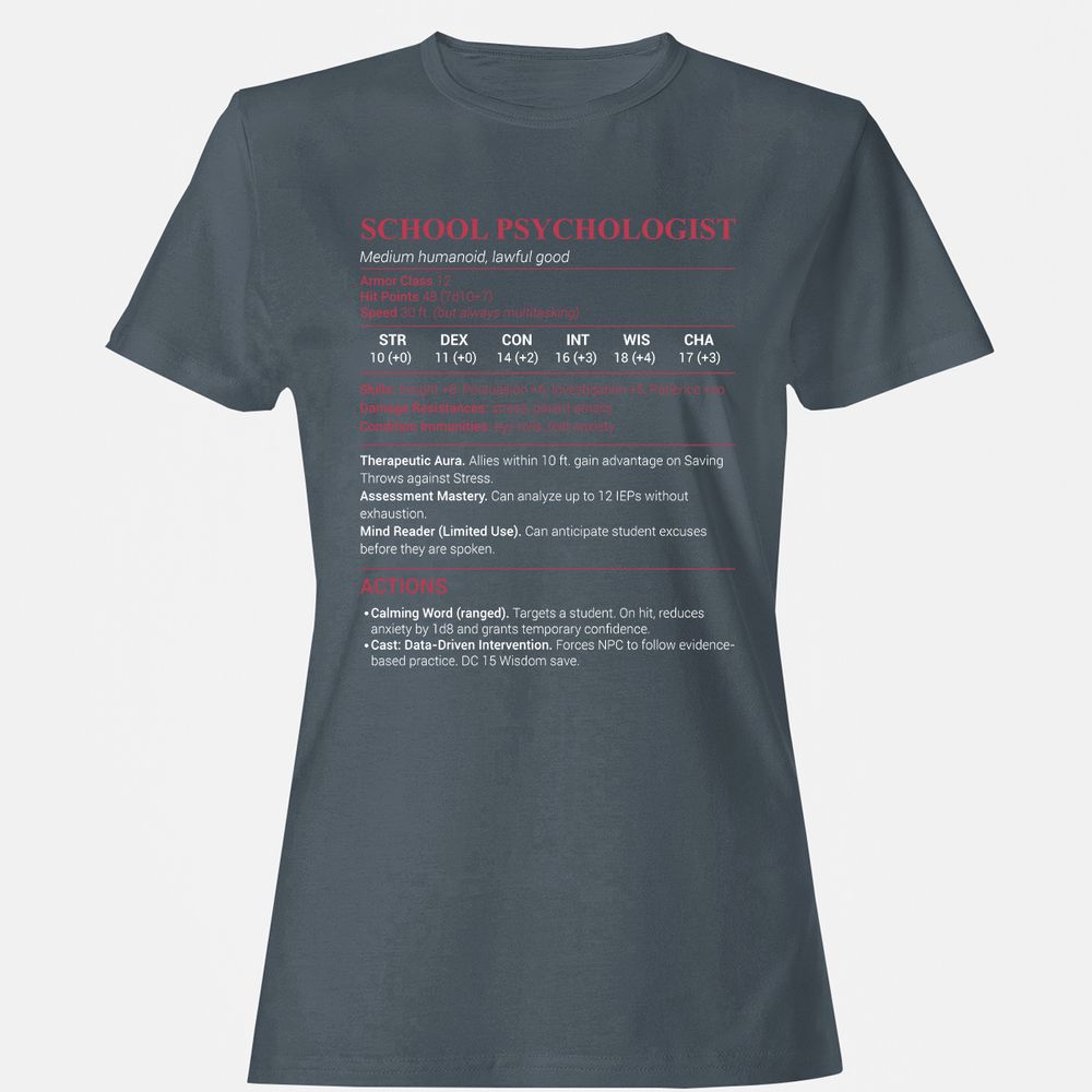 School Psychologist Women's T-Shirt - Charcoal - 3