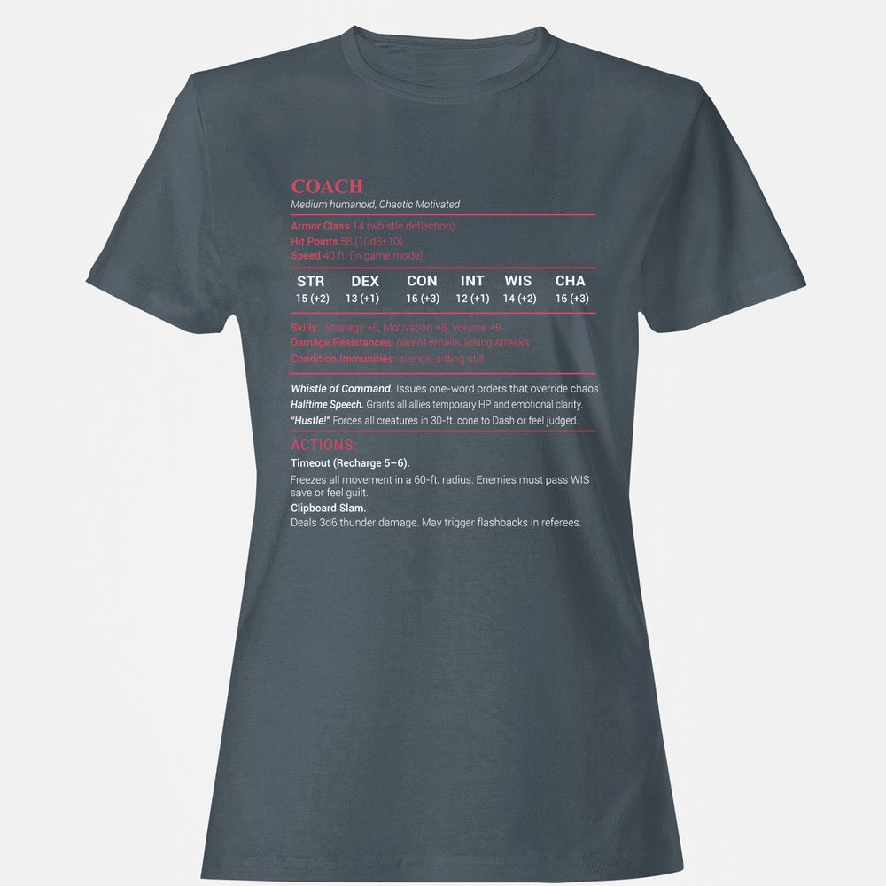 Coach Stats Women's T-Shirt - Charcoal - 3