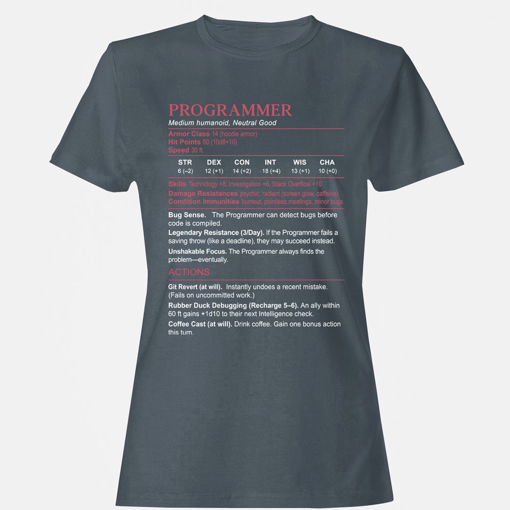 Programmer Stats Women's T-Shirt - Charcoal - 3