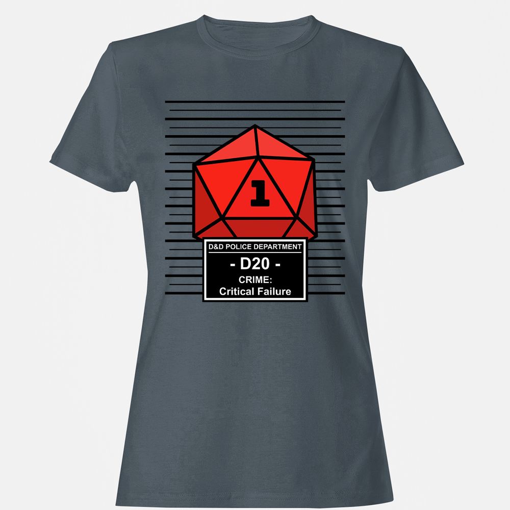D20 Arrested For Critical Failure Women's T-Shirt - Charcoal - 3