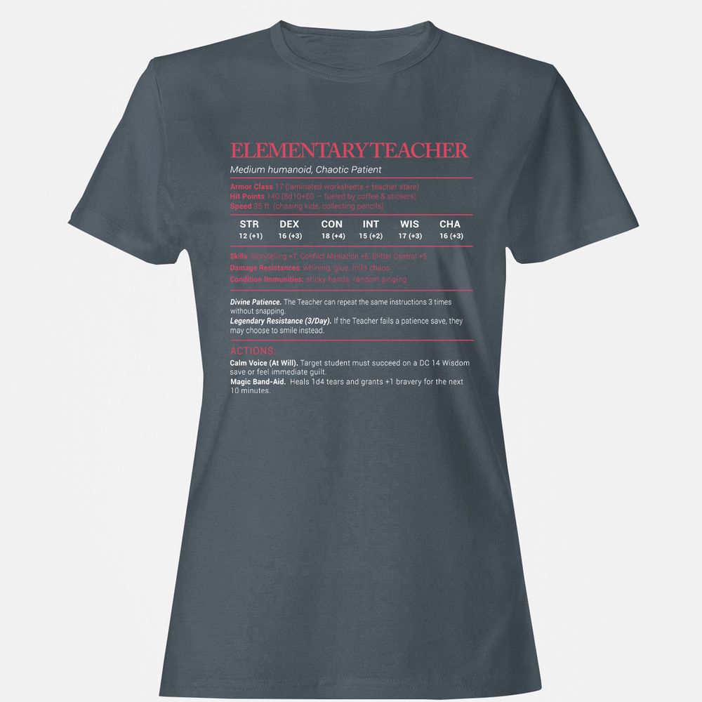 Elementary Teacher Stats Women's T-Shirt - Charcoal - 3