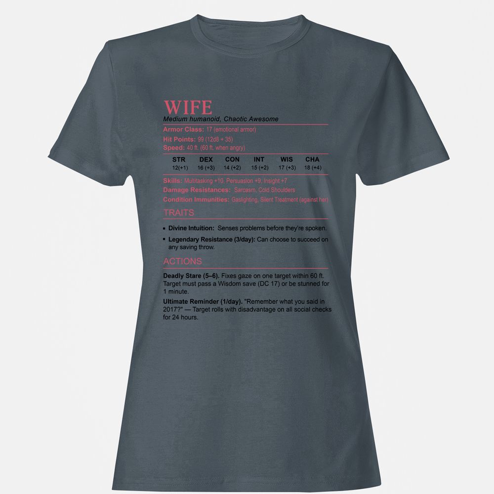 Wife Stats 2 Women's T-Shirt - Charcoal - 3