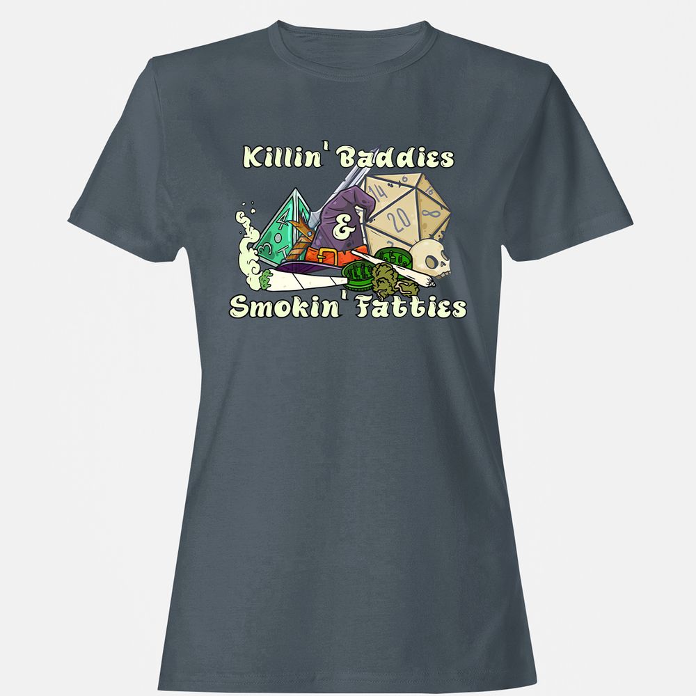 Killin' Baddies Smokin' Fatties Women's T-Shirt - Charcoal - 3