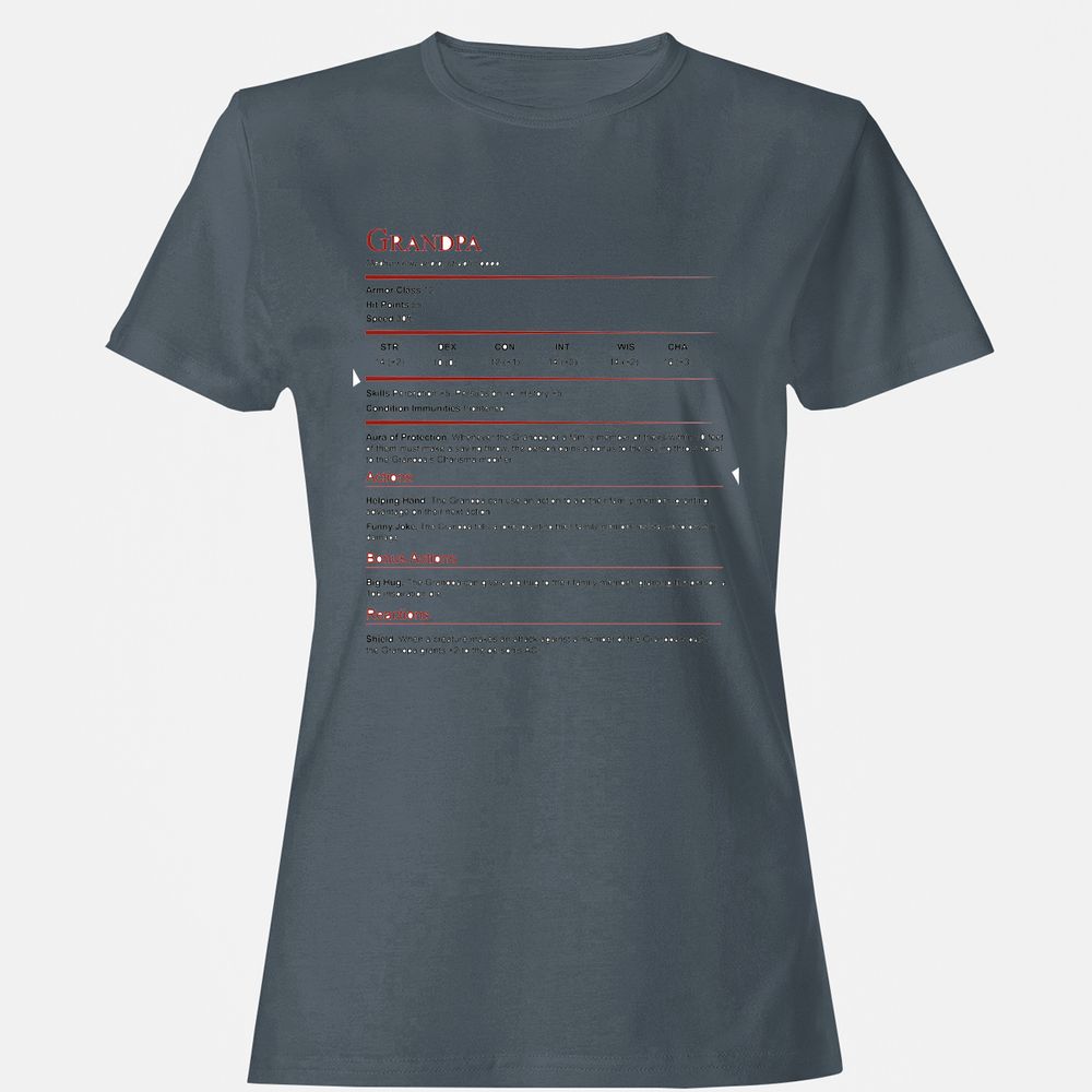 Grandpa Stat Block Women's T-Shirt - Charcoal - 3