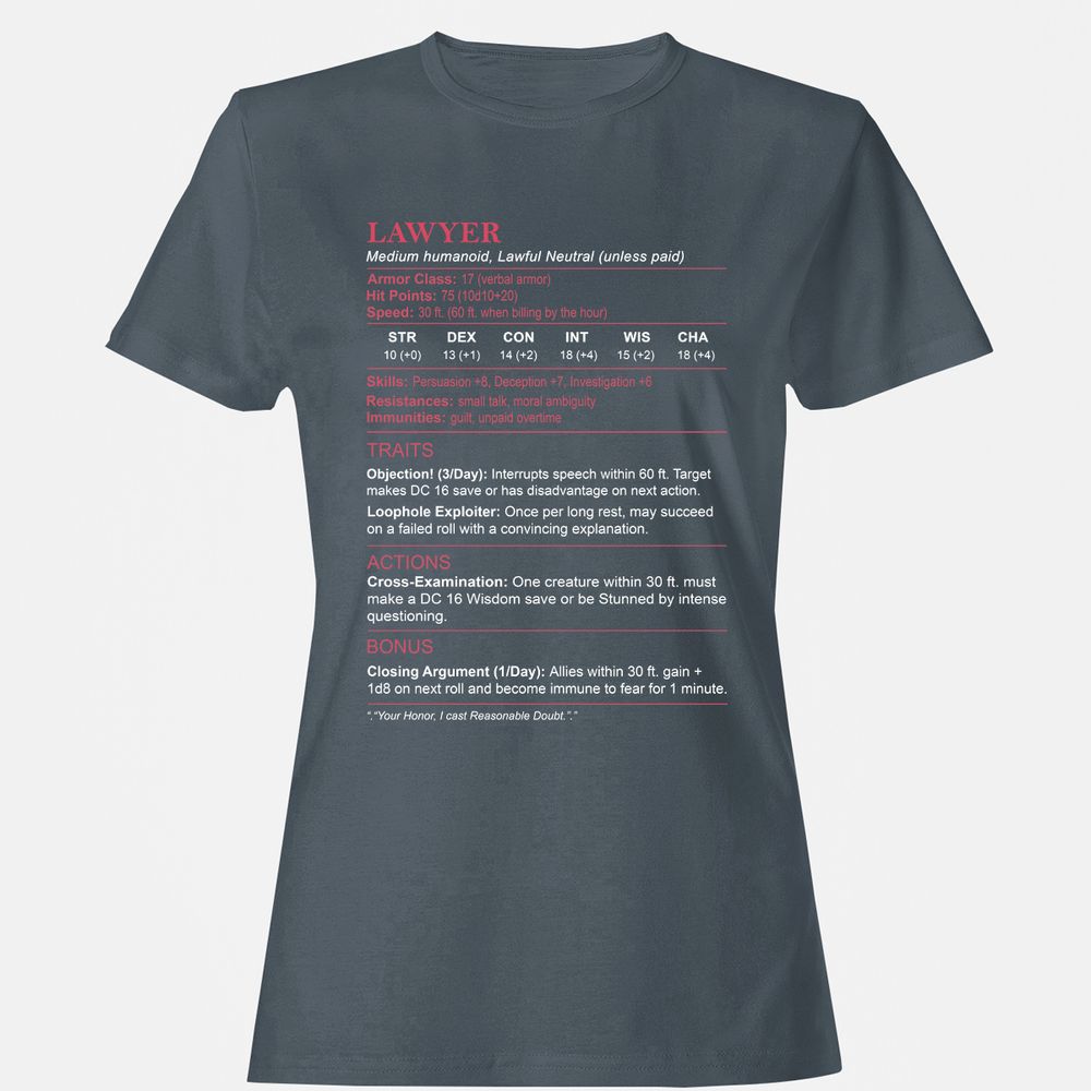 Lawyer Stats Women's T-Shirt - Charcoal - 3