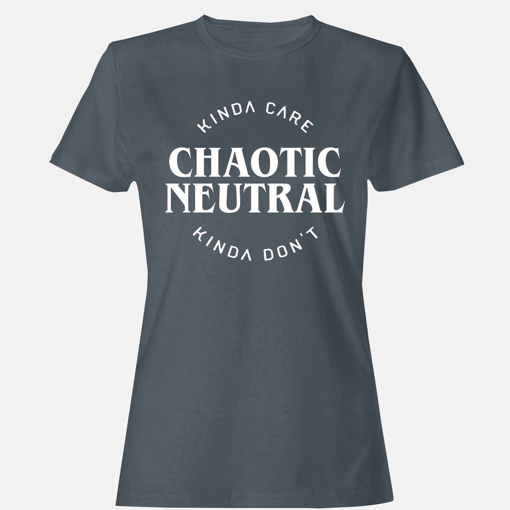 Chaotic Neutral Alignment Kinda Care Kinda Don't Women's T-Shirt - Charcoal - 3